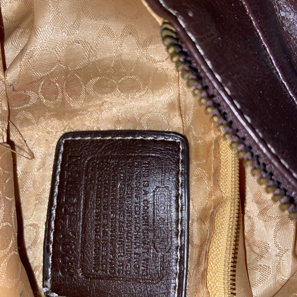 Coach purse with gold chain chocolate brown